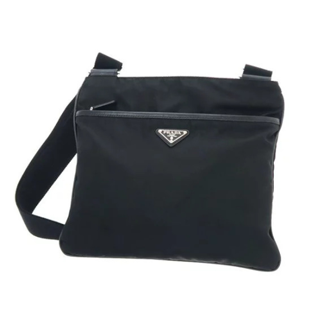 Prada Arque Vitello Daino Leather Hobo Shoulder Bag Blue Black